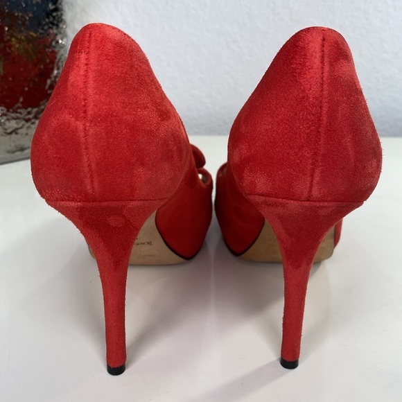kate spade New York peep toe Italian Suede Heart Stiletto Pump Heel Red Size 6.5 - Picture 7 of 14